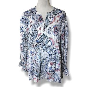NWT RD & Koko Sheer Floral Babydoll Blouse Oversized Boho Top M